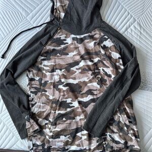 Women's Camouflage Hoodie with Black Sleeves